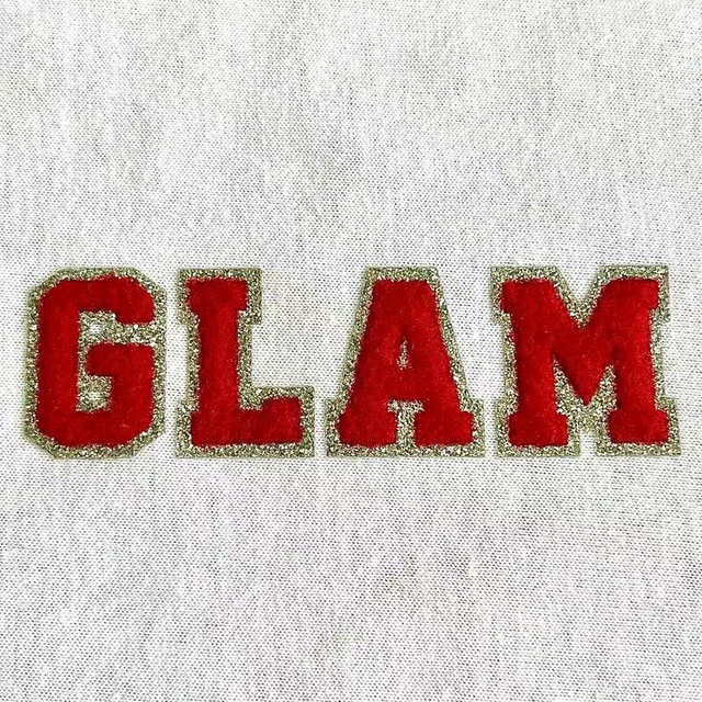 Custom Glitter And Furry Fabric DIY Red Iron-on Stickers For DIY Garment Decoration