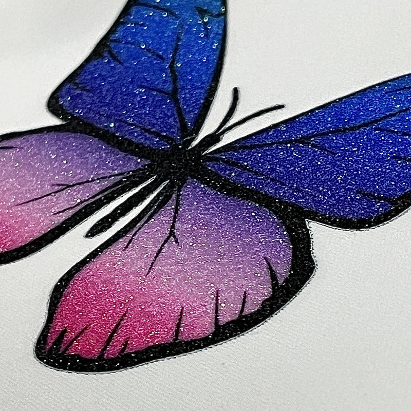 Shiny Glitter Butterfly with Gradient Colour Heat Transfer