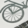 Shiny Glitter Silver Bicycle with Glossy Letter Patch Heat Transfer for Fashionwear 