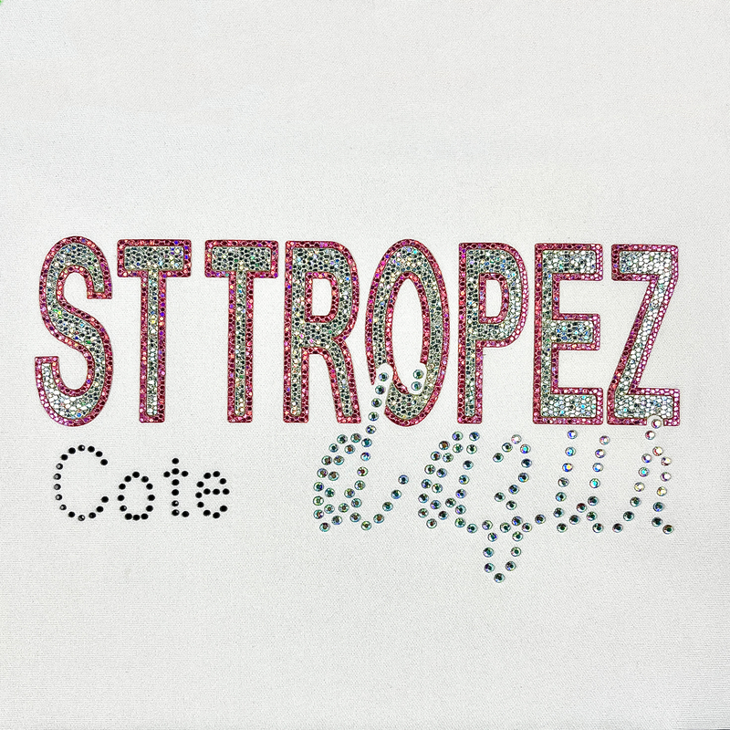 3D Fancy Sparkling Letter Heat Transfer Labels with Rhinestone and Glitter for Fashion Brands