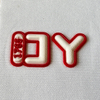 Red and White Textured Letter Logo Patch 
