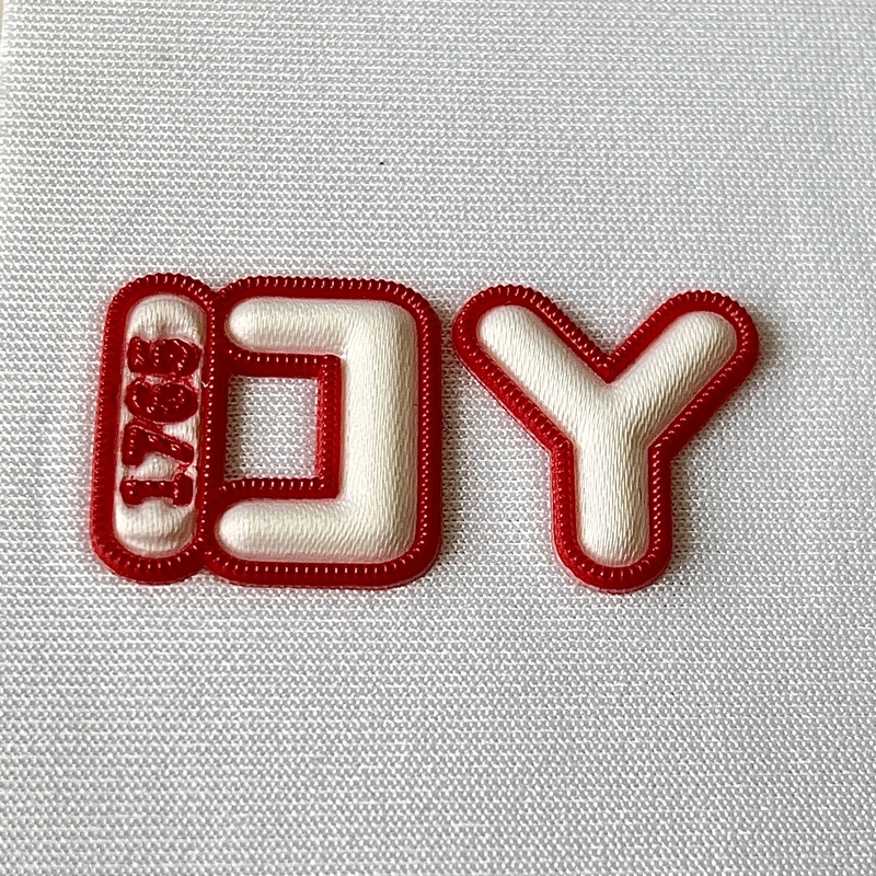 Red and White Textured Letter Logo Patch 
