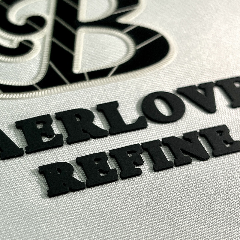 Black and White High Design Textured Heat Transfer Letter Logo Patch 