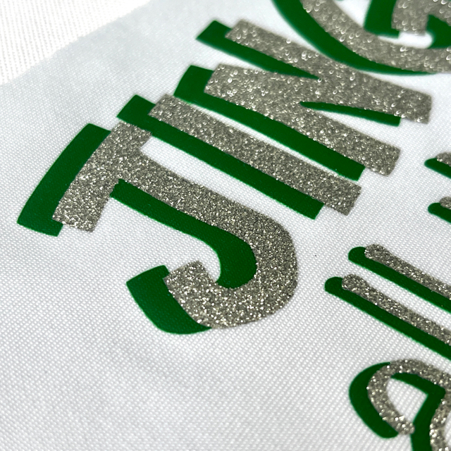 Shiny Silver Glitter on Green Letter Prints