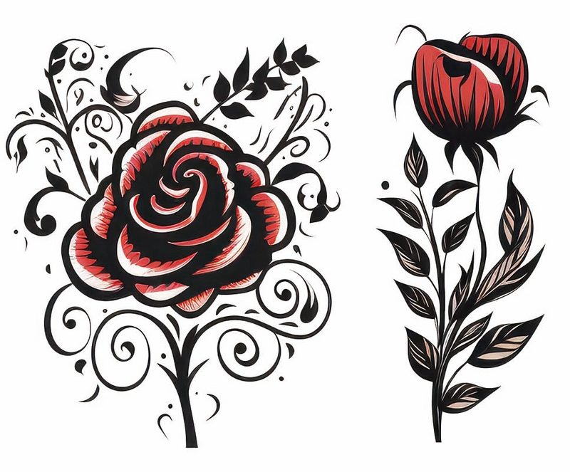 Custom Easy-apply Rose Tattoo Art for Hands