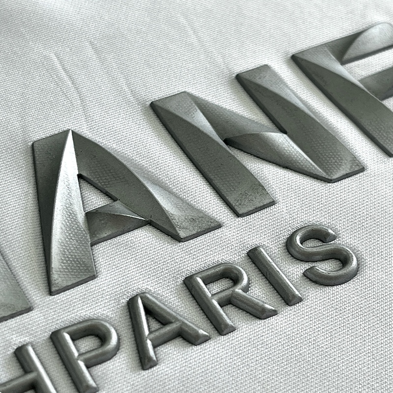 3D Custom Silver Letters Silicone Iron-on Patches Heat Transfer for Fashionwear Teamwear Uniform