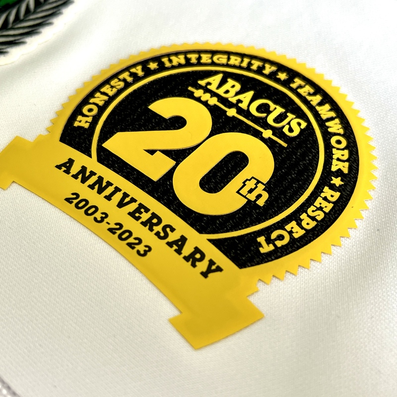 Anniversary Silicone And Fabric Badges Sew On Iron Patches for Corporate Wear