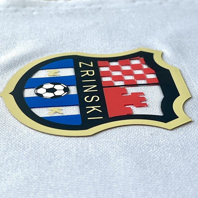 3D Soccer-themed Shield Silicone Sew On Iron Patches for Sportswear Uniforms