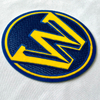 3D Circular Blue Yellow Letters Flock And Tatami Fabric Badges for Garments Sportswear Teamwear