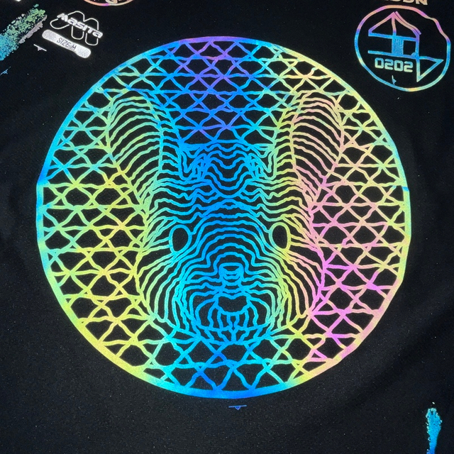 Circular Animal Pattern Rainbow Reflective Heat Transfers for Trendy Clothing