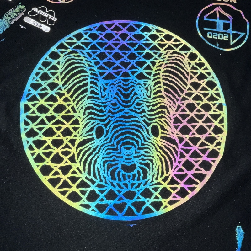 Circular Animal Pattern Rainbow Reflective Heat Transfers for Trendy Clothing