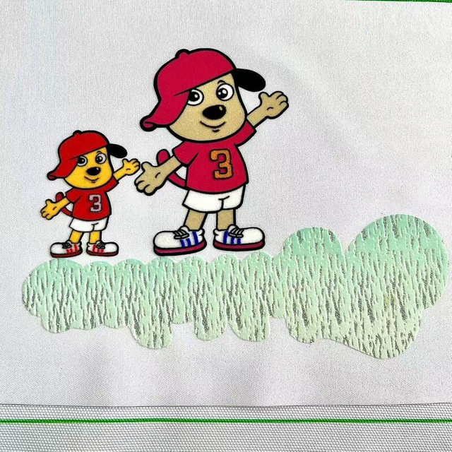  Cartoon Multi-layer Flock with Glitter Heat Transfer Labels