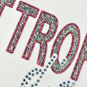3D Fancy Sparkling Letter Heat Transfer Labels with Rhinestone and Glitter for Fashion Brands
