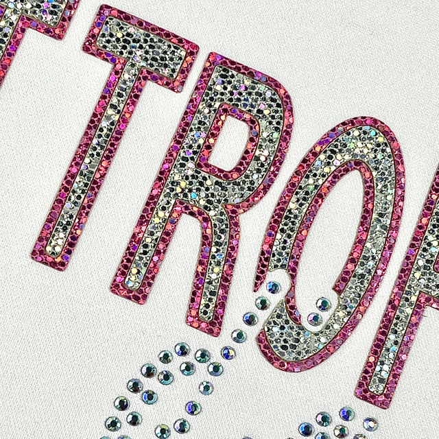 3D Sparkling Sequin Letter Heat Transfer Labels with Rhinestone for Fashion Brands