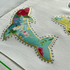 Multi-layer Flower And Shark Design Heat Transfer with Rhinestones