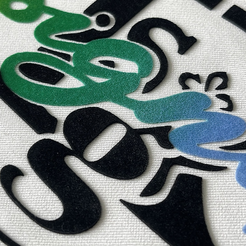 3D Custom Gradient Full Colour Flock Heat Transfer for Fashionwear 