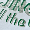 Shiny Silver Glitter on Green Letter Prints