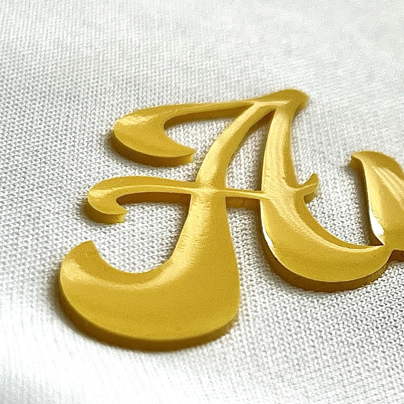3D Yellow Jelly Letters Rubber Silicone Patches Raised Alphabets Iron-on Badges for Sportswear Teamwear Uniform