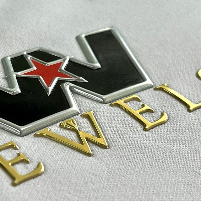 3D Metallic Golden TPU Patches Sports Badges embossed Metallic High Frequency for Sportswear Garments Uniforms