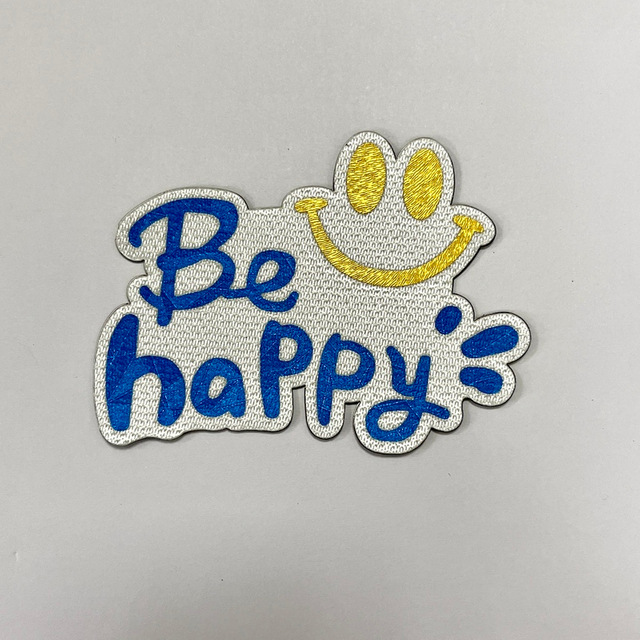 Laser Metal Smiling Face Blue Letter Fabric Fridge Magnets for Microwaves Decoration