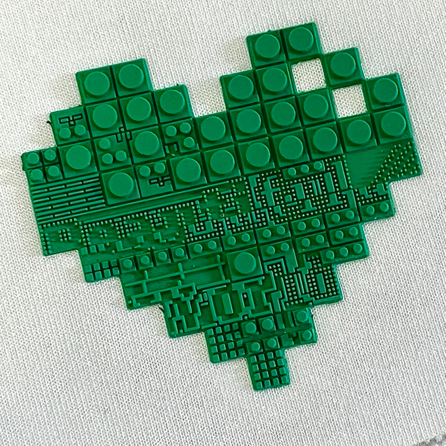 Love-shaped Green Raised Silicone patch for Clothing Pattern Design