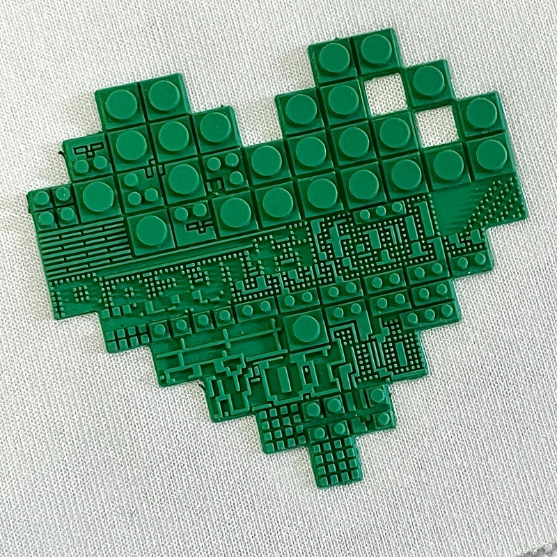 Love-shaped Green Raised Silicone patch for Clothing Pattern Design