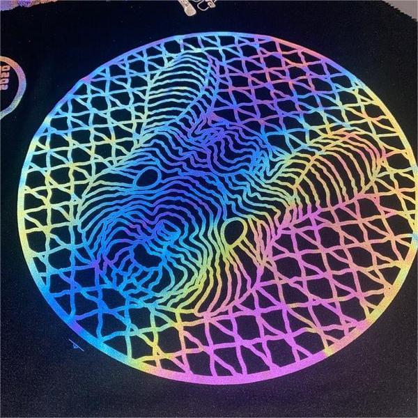 Circular Animal Pattern Rainbow Reflective Heat Transfers for Trendy Clothing