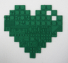 3D Green Heart Moulding Silicone Patches Heat Transfer Logo Patches for Fashion Brands Kids Garments Caps Bags