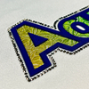 3D Fancy Rainbow Embroidery Letters Heat Transfer Labels with Rhinestones for Fashion Brands