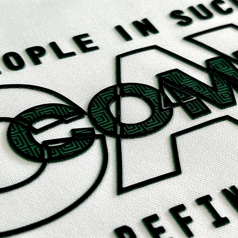 3D Green High-density Textured Letters Heat Transfer for Fashion Brands