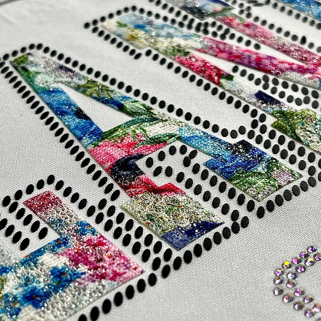 Full Colour Fabric Letter Design with Glitter and Rhinestone Heat Transfer