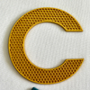 3D Yellow Letter Moulding Silicone Patches Heat Transfer Logo Patches for Fashion Brand Garments Caps Bags