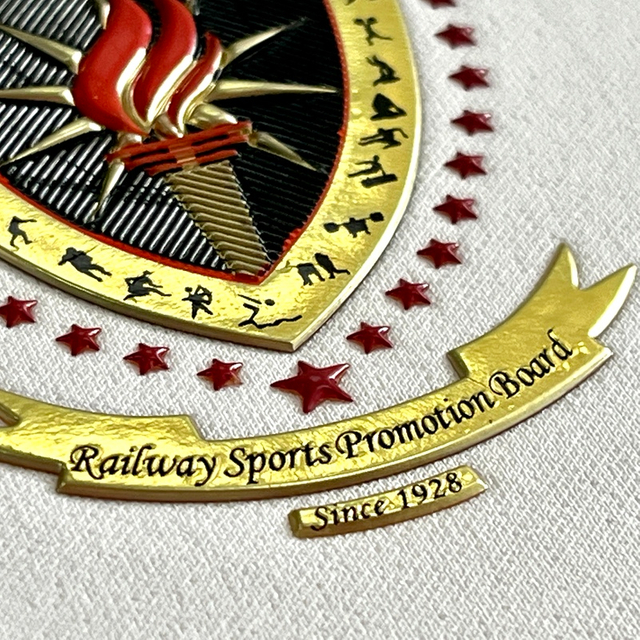 3D Shinny Football Golden Embossed Sports Badges Metallic TPU Patches Metallic High Frequency for Sportswear Garments Uniforms