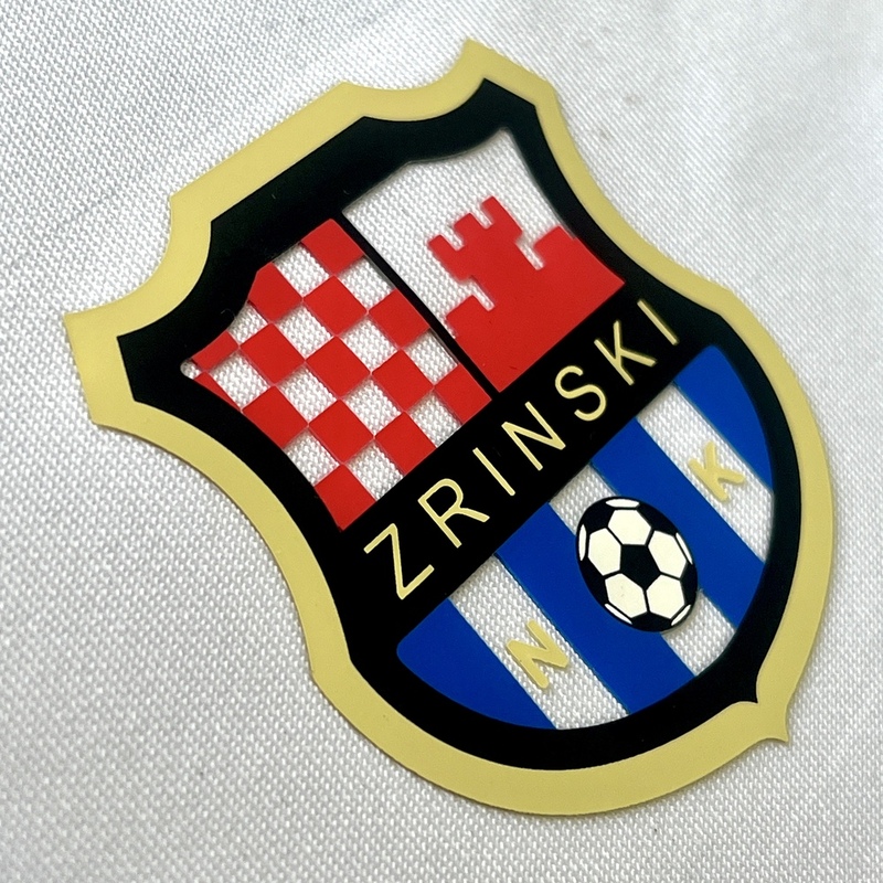 3D Soccer-themed Shield Silicone Sew On Iron Patches for Sportswear Uniforms