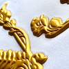 3D Gold Floral-embossed Lettering Silicone Sew On Iron Patches for Apparel