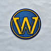 3D Circular Blue Yellow Letters Flock And Tatami Fabric Badges for Garments Sportswear Teamwear