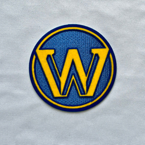 3D Circular Blue Yellow Letters Flock And Tatami Fabric Badges for Garments Sportswear Teamwear