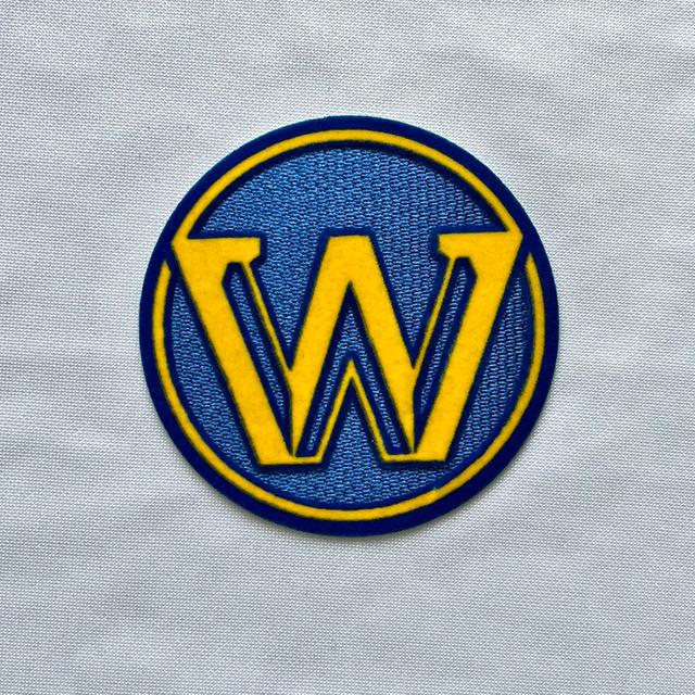 3D Circular Blue Yellow Letters Flock And Tatami Fabric Badges for Garments Sportswear Teamwear