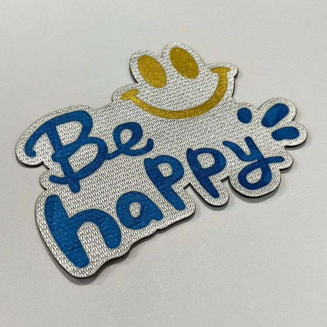 Laser Metal Smiling Face Blue Letter Fabric Fridge Magnets for Microwaves Decoration