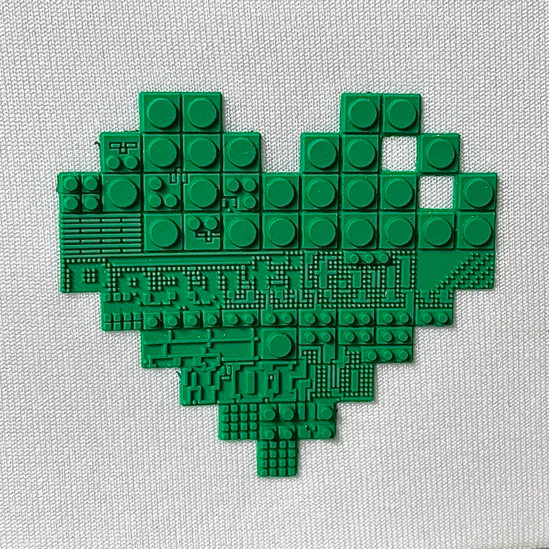 Love-shaped Green Raised Silicone patch for Clothing Pattern Design