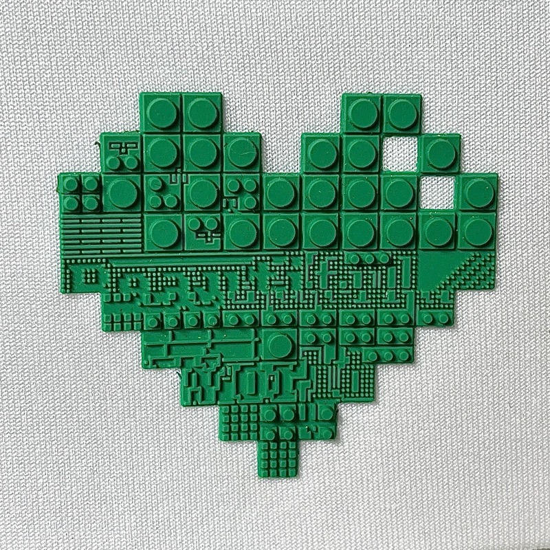Love-shaped Green Raised Silicone patch for Clothing Pattern Design