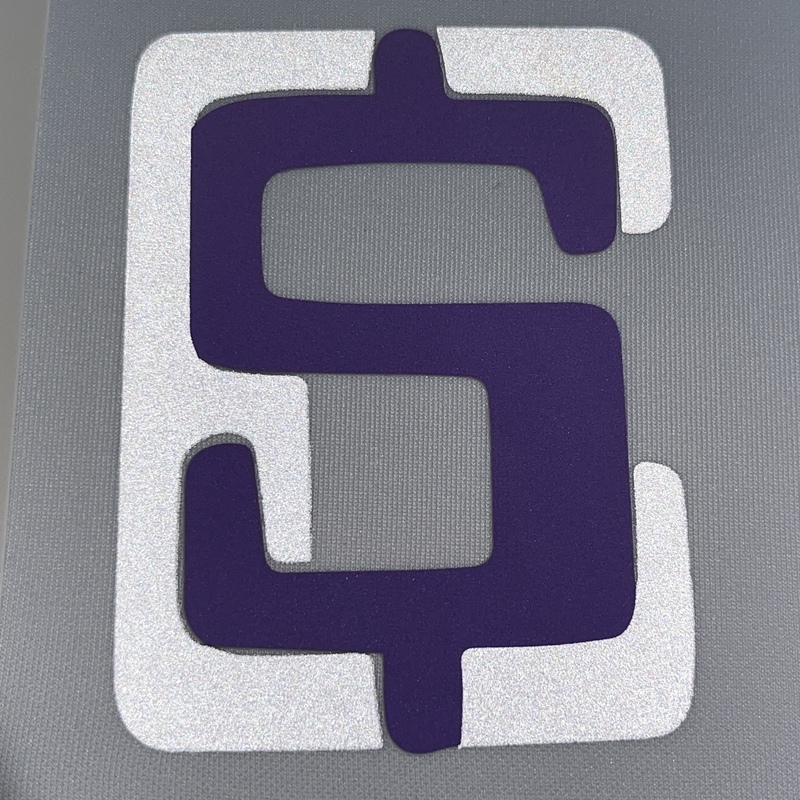 Custom Purple Letter Reflective Heat Transfers for Jersey Series