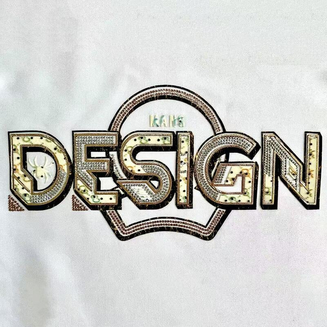 3D Custom Embossed Multi-layers Flock and Rhinestones Heat Transfer for Fashionwear