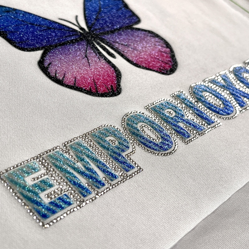 Shiny Glitter Butterfly with Gradient Colour Heat Transfer