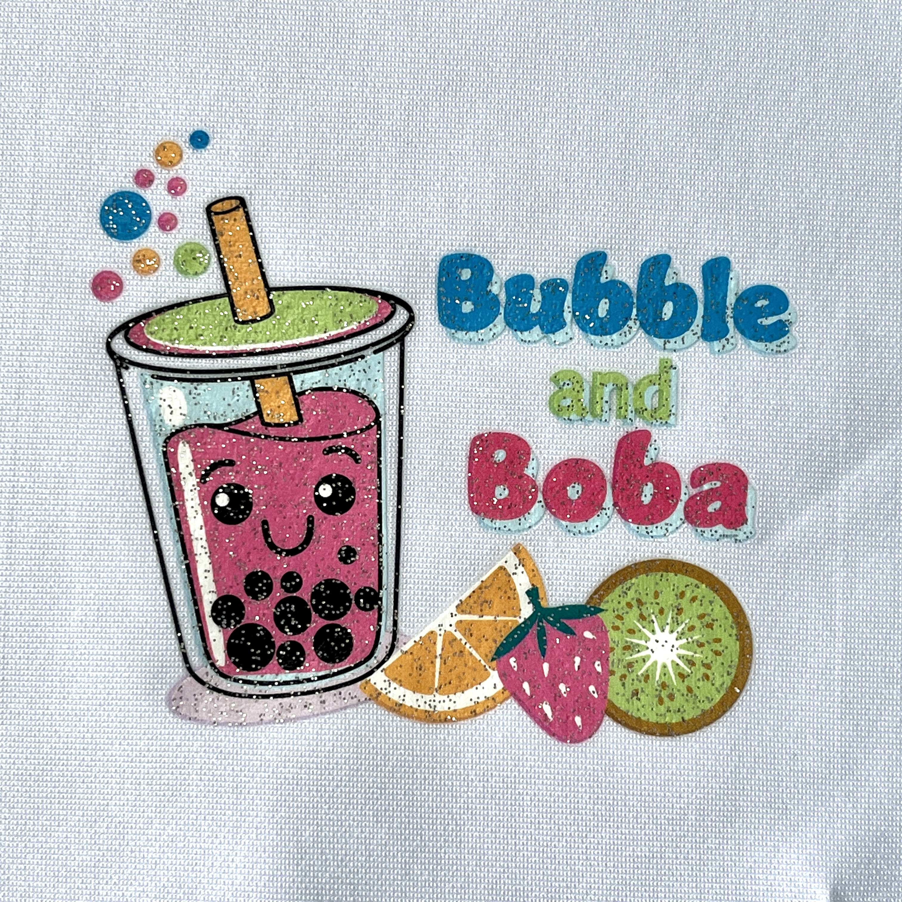 Cute Bubble Tea Letter Glitter Art Prints 