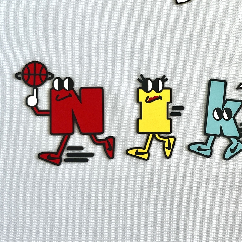 3D Multi-color Cartoon Rubber Silicone Patches Iron-on Club Badges with Raised Letters for Sportswear Teamwear Uniform