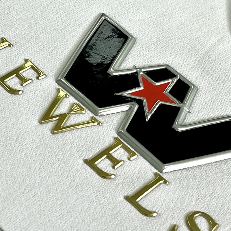 3D Metallic Golden TPU Patches Sports Badges embossed Metallic High Frequency for Sportswear Garments Uniforms