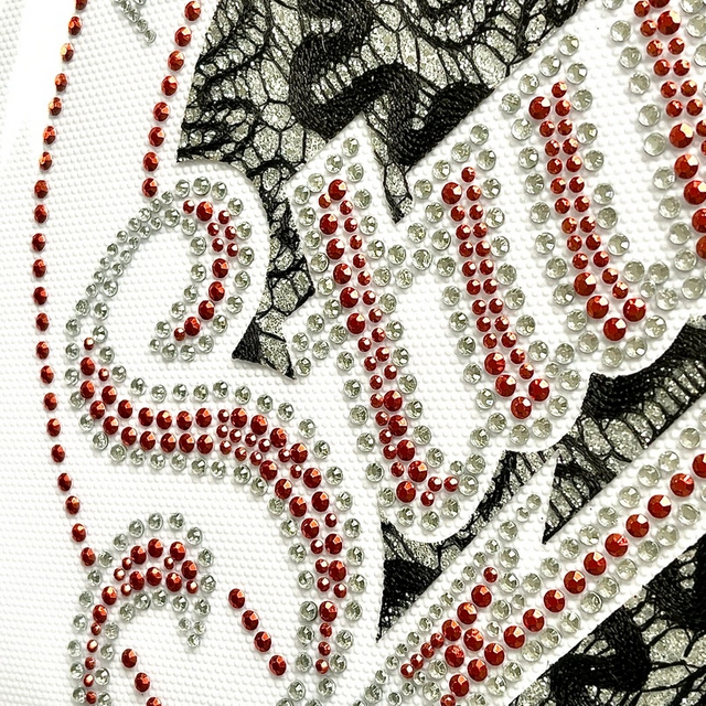 3D Lace Heat Transfers with Rhinestone and Glitter for Fashion Brands