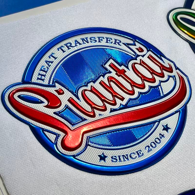 Customization Metallic Red And Blue Textured Iron-on TPU Patches for Activewear