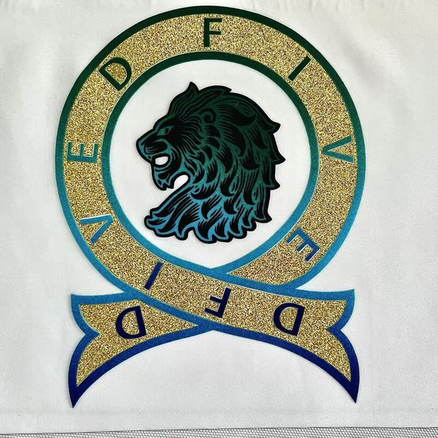 Custom Golden Glitter And Flock Heat Transfer Patches for Garments Sportswear Teamwear